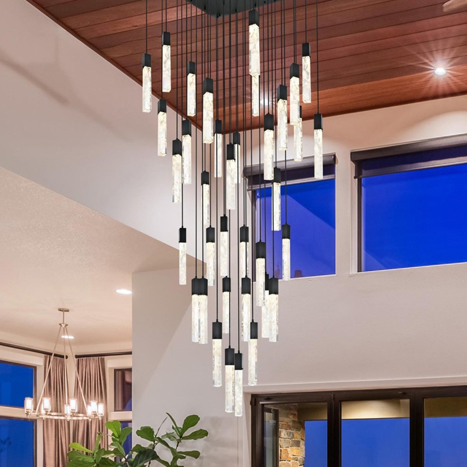 42 Inch Chandelier In Black Black And Clear Finish - LIGHTING by Joshua Marshal