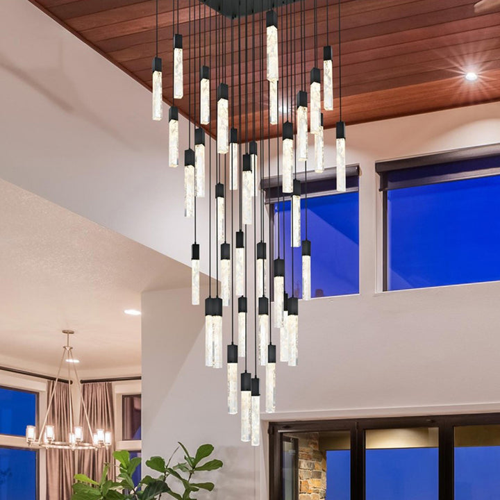 42 Inch Chandelier In Black Black And Clear Finish - LIGHTING by Joshua Marshal