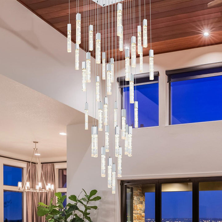 42 Inch Chandelier In Chrome Chrome And Clear Finish - LIGHTING by Joshua Marshal