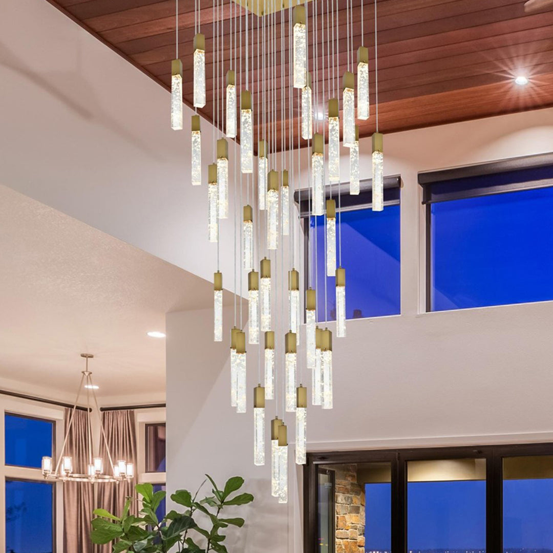 42 Inch Chandelier In Satin Gold Satin Gold And Clear Finish - LIGHTING by Joshua Marshal