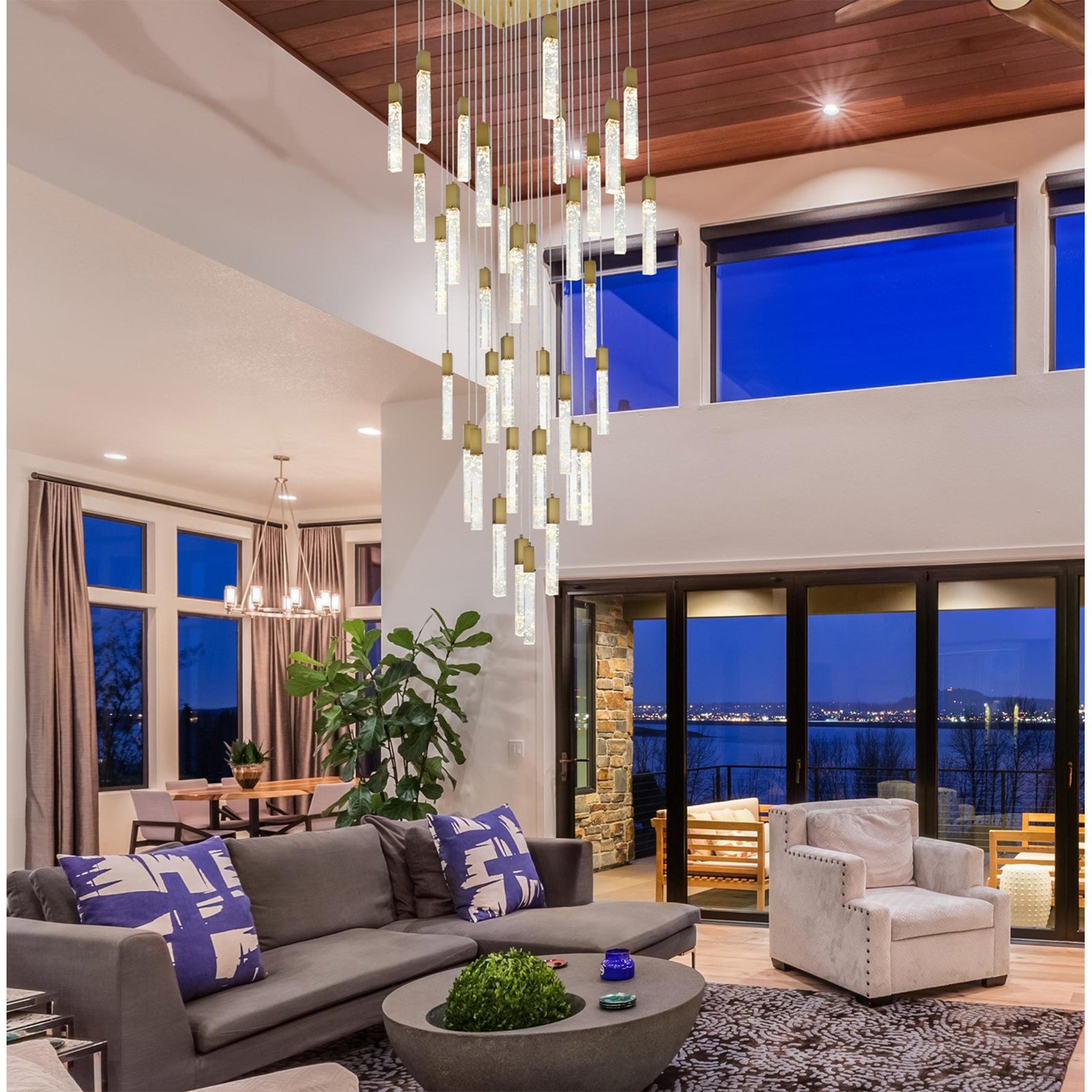 42 Inch Chandelier In Satin Gold - View 2 - Joshua Marshal