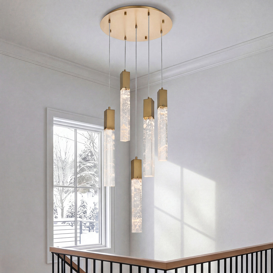 20 Inch Chandelier In Satin Gold Satin Gold And Clear Finish - LIGHTING by Joshua Marshal