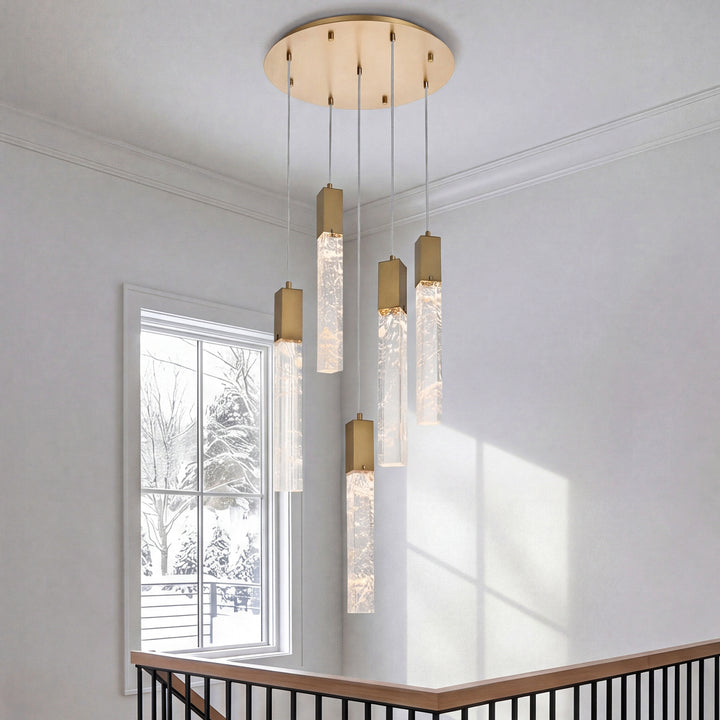 20 Inch Chandelier In Satin Gold Satin Gold And Clear Finish - LIGHTING by Joshua Marshal