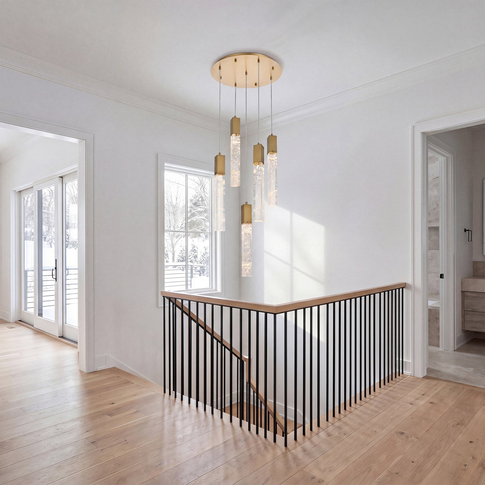 20 Inch Chandelier In Satin Gold - View 2 - Joshua Marshal