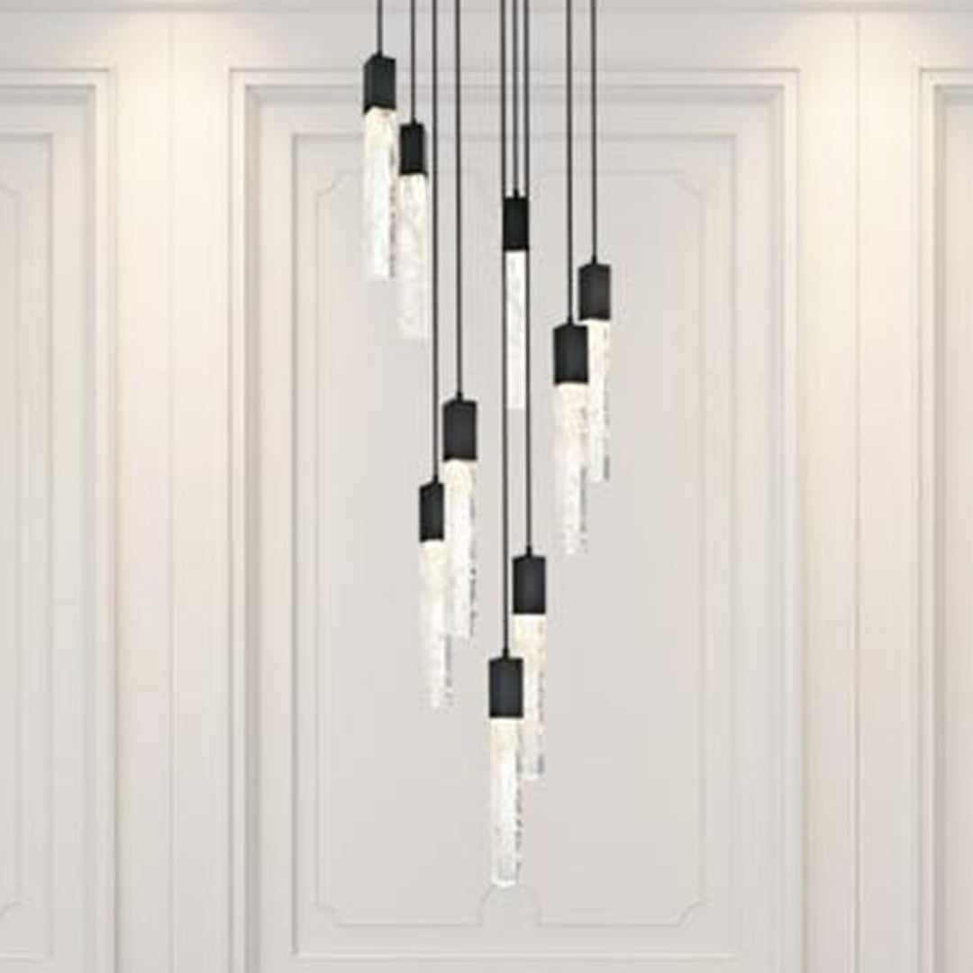 24 Inch Chandelier In Black Black And Clear Finish - LIGHTING by Joshua Marshal
