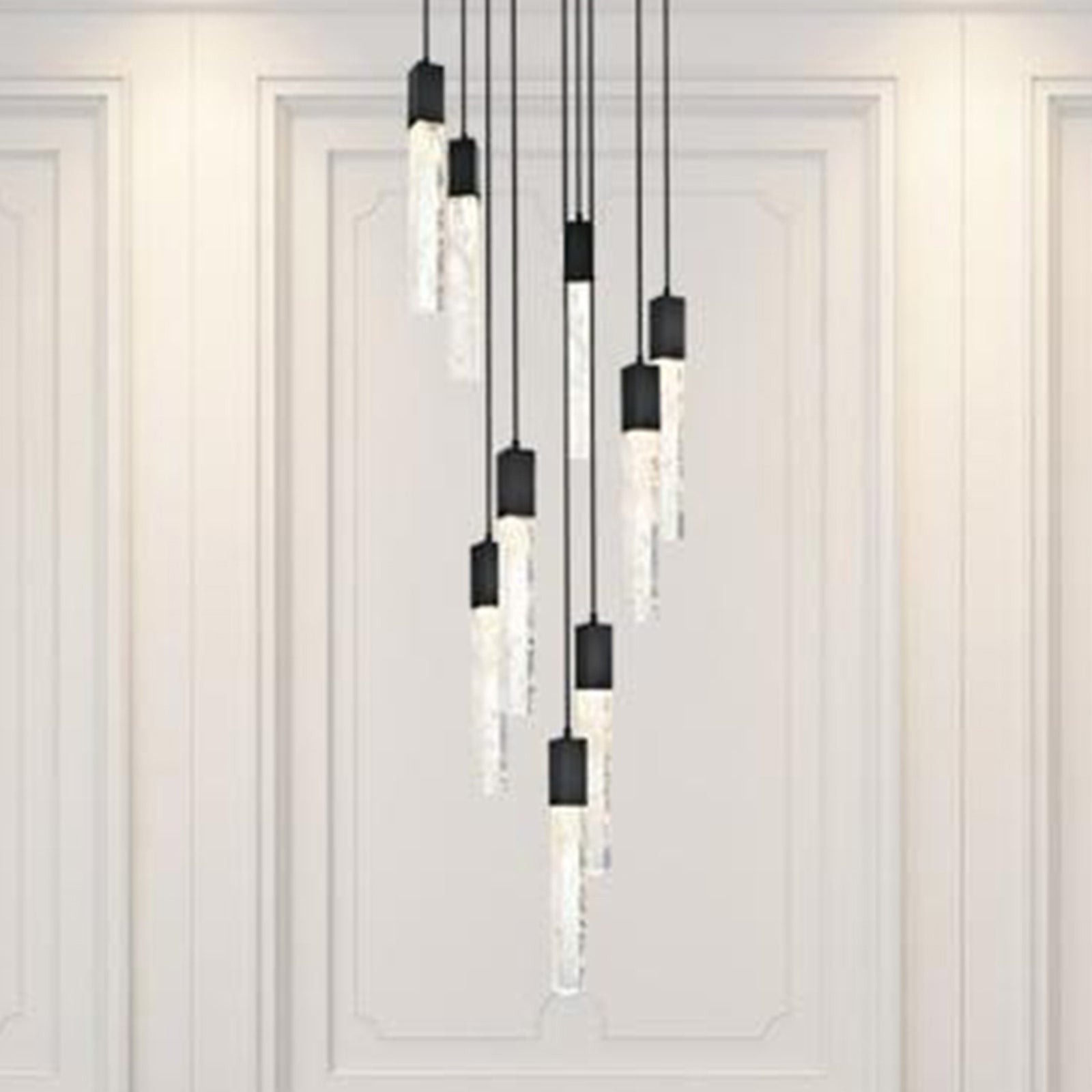24 Inch Chandelier In Black Black And Clear Finish - LIGHTING by Joshua Marshal