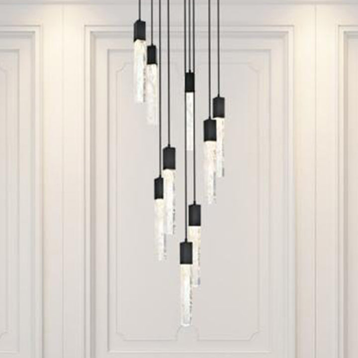 24 Inch Chandelier In Black Black And Clear Finish - LIGHTING by Joshua Marshal