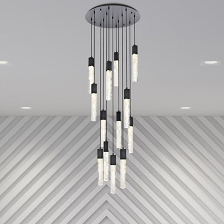 30 Inch Chandelier In Black Black And Clear Finish - LIGHTING by Joshua Marshal