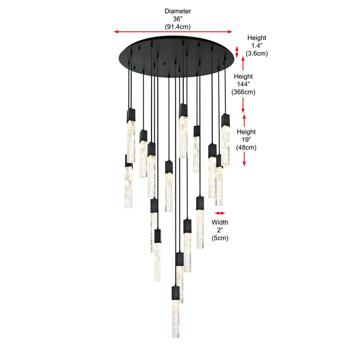 36 Inch Chandelier In Black - View 6 - Joshua Marshal