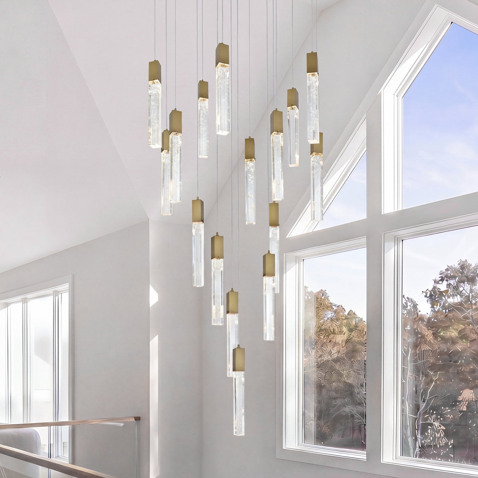 36 Inch Chandelier In Satin Gold Satin Gold And Clear Finish - LIGHTING by Joshua Marshal