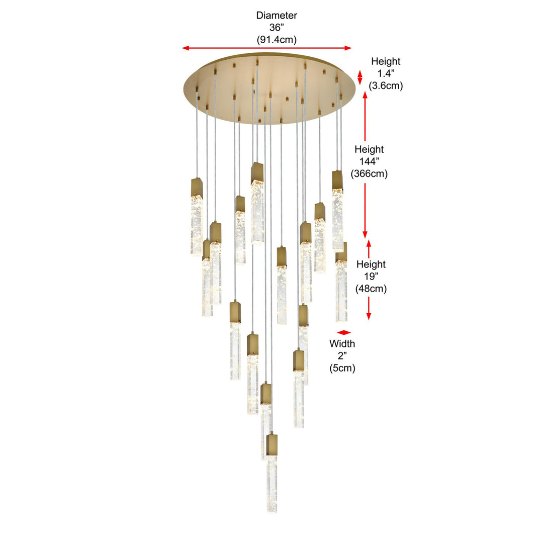 36 Inch Chandelier In Satin Gold - View 6 - Joshua Marshal
