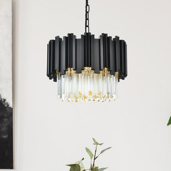 16 Inch Chandelier In Black Black And Clear Finish - LIGHTING by Joshua Marshal
