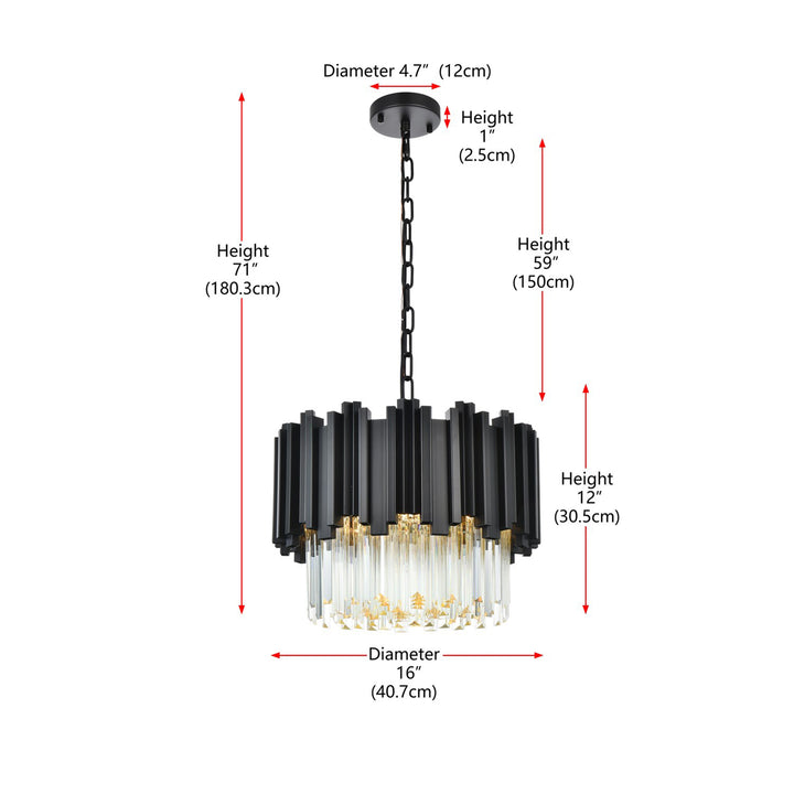16 Inch Chandelier In Black - View 6 - Joshua Marshal