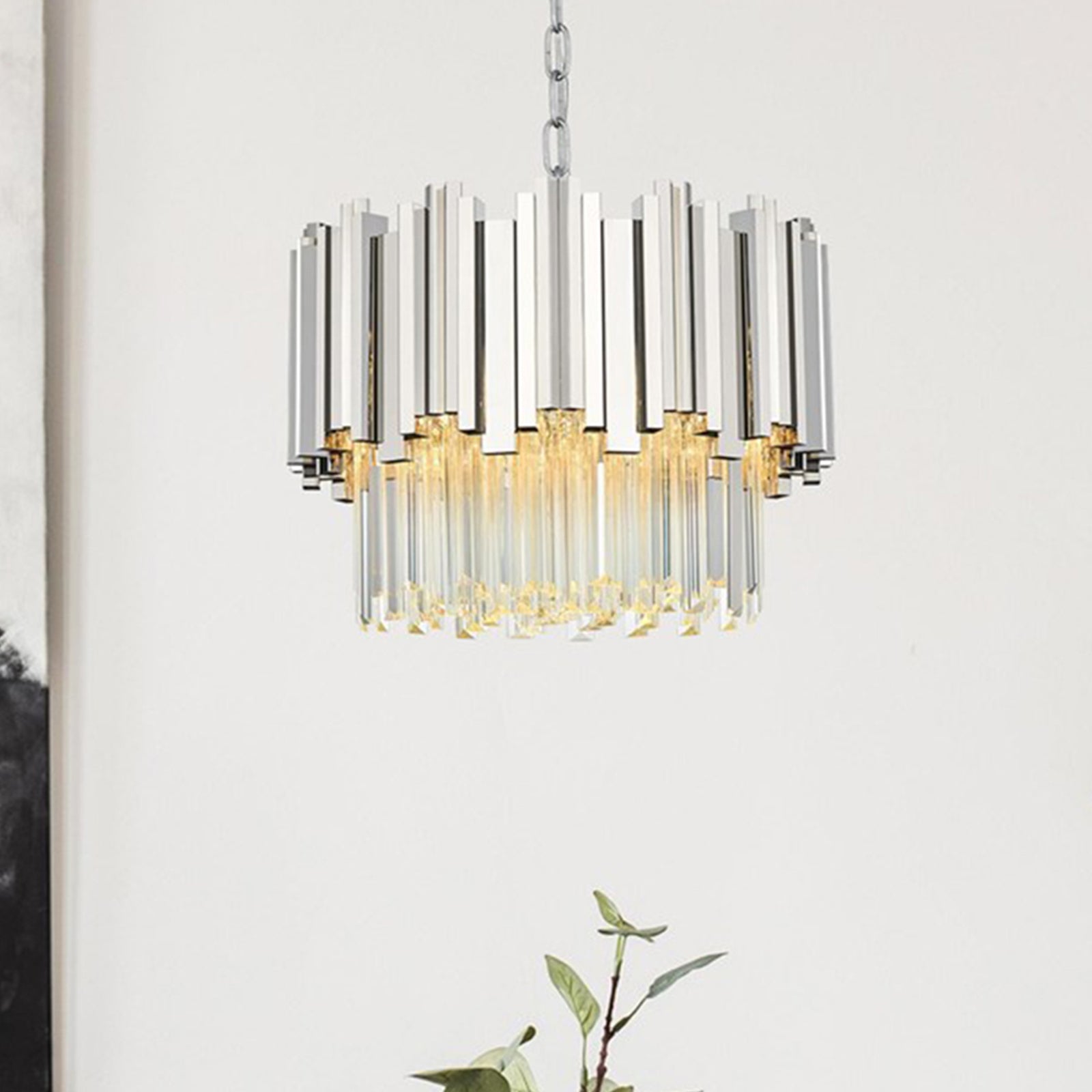16 Inch Chandelier In Chrome Chrome And Clear Finish - LIGHTING by Joshua Marshal