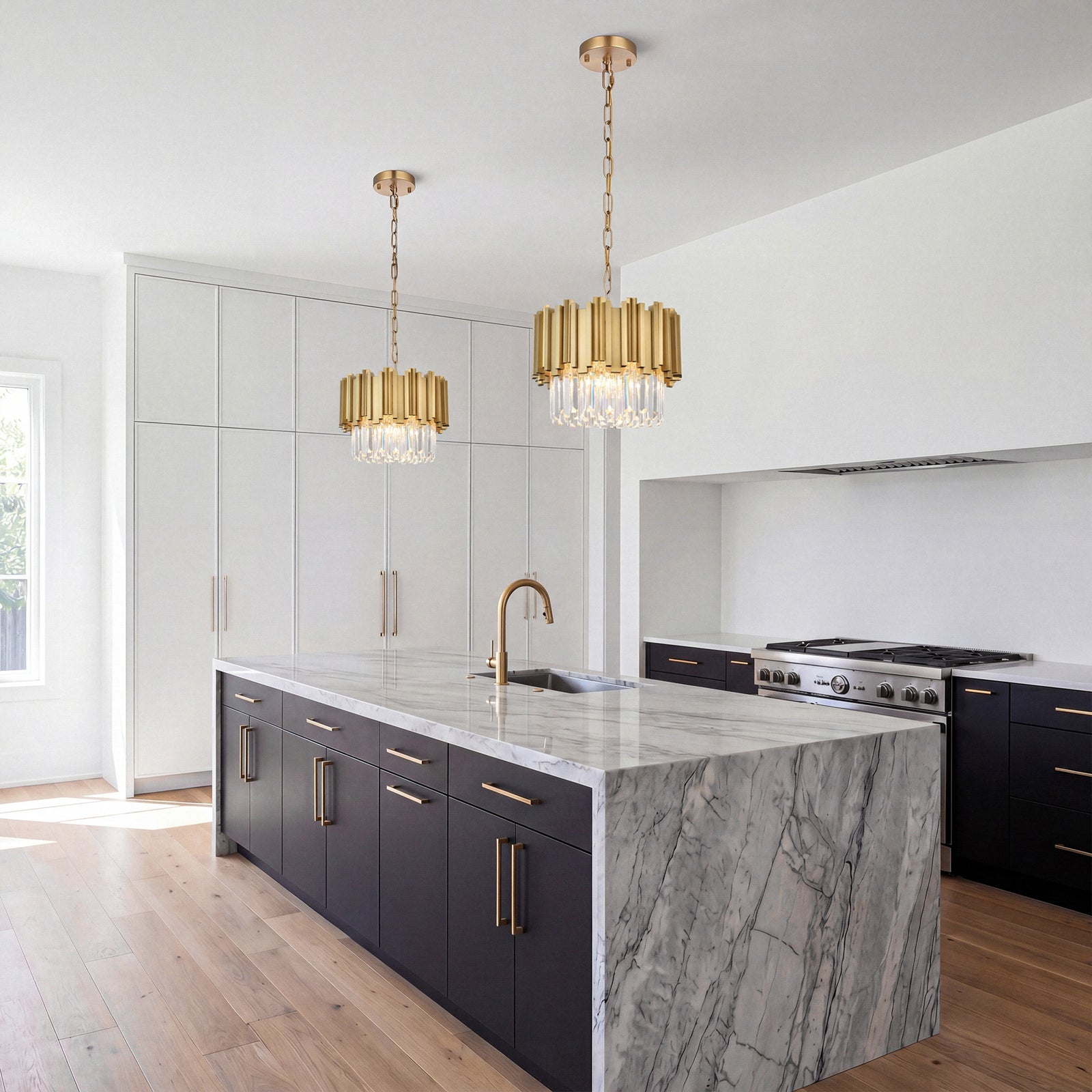 16 Inch Chandelier In Satin Gold - View 2 - Joshua Marshal
