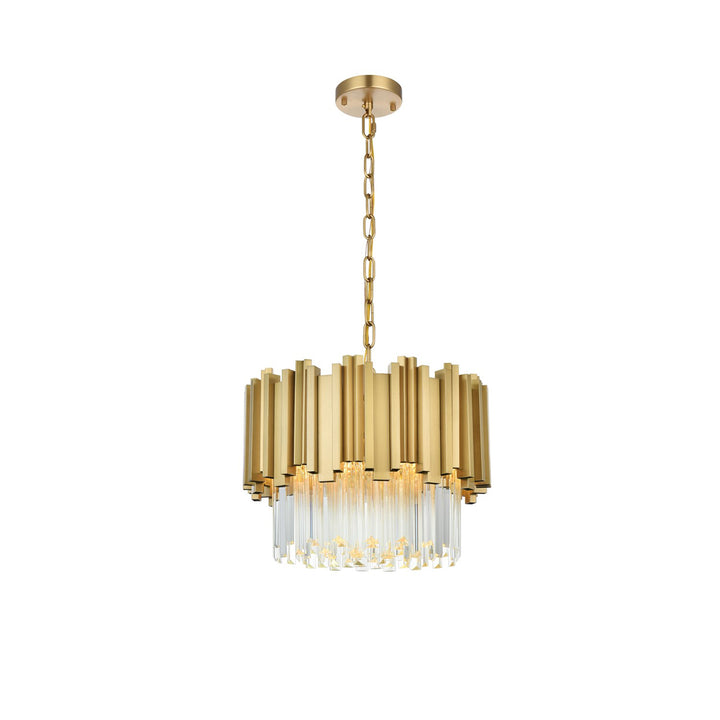 16 Inch Chandelier In Satin Gold - View 3 - Joshua Marshal