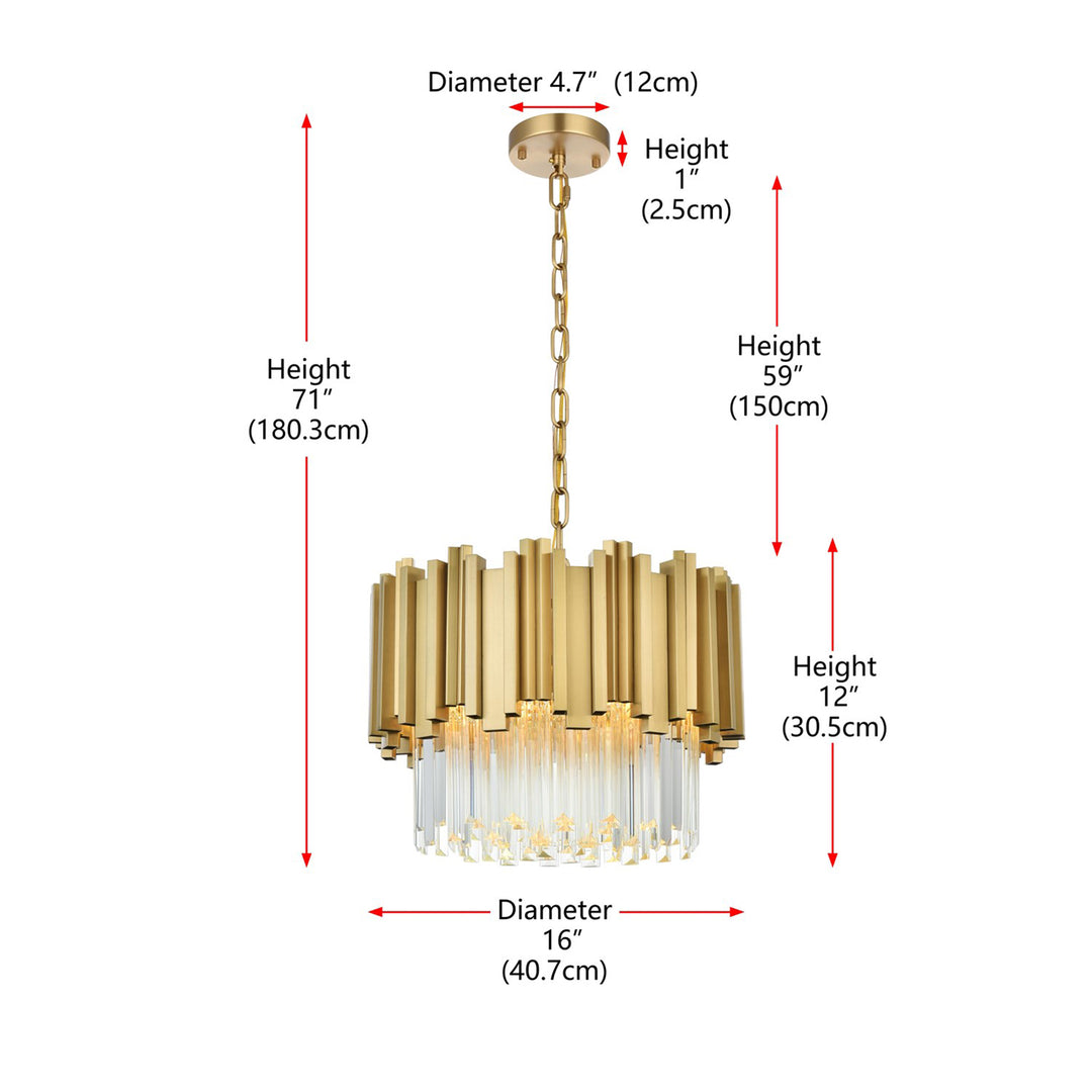 16 Inch Chandelier In Satin Gold - View 6 - Joshua Marshal