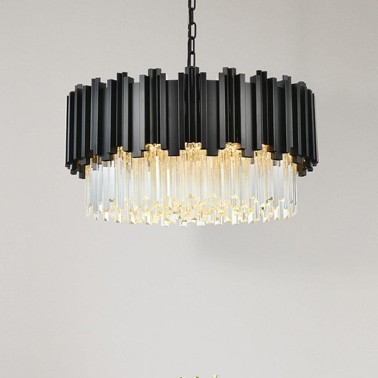 24 Inch Chandelier In Black Black And Clear Finish - LIGHTING by Joshua Marshal