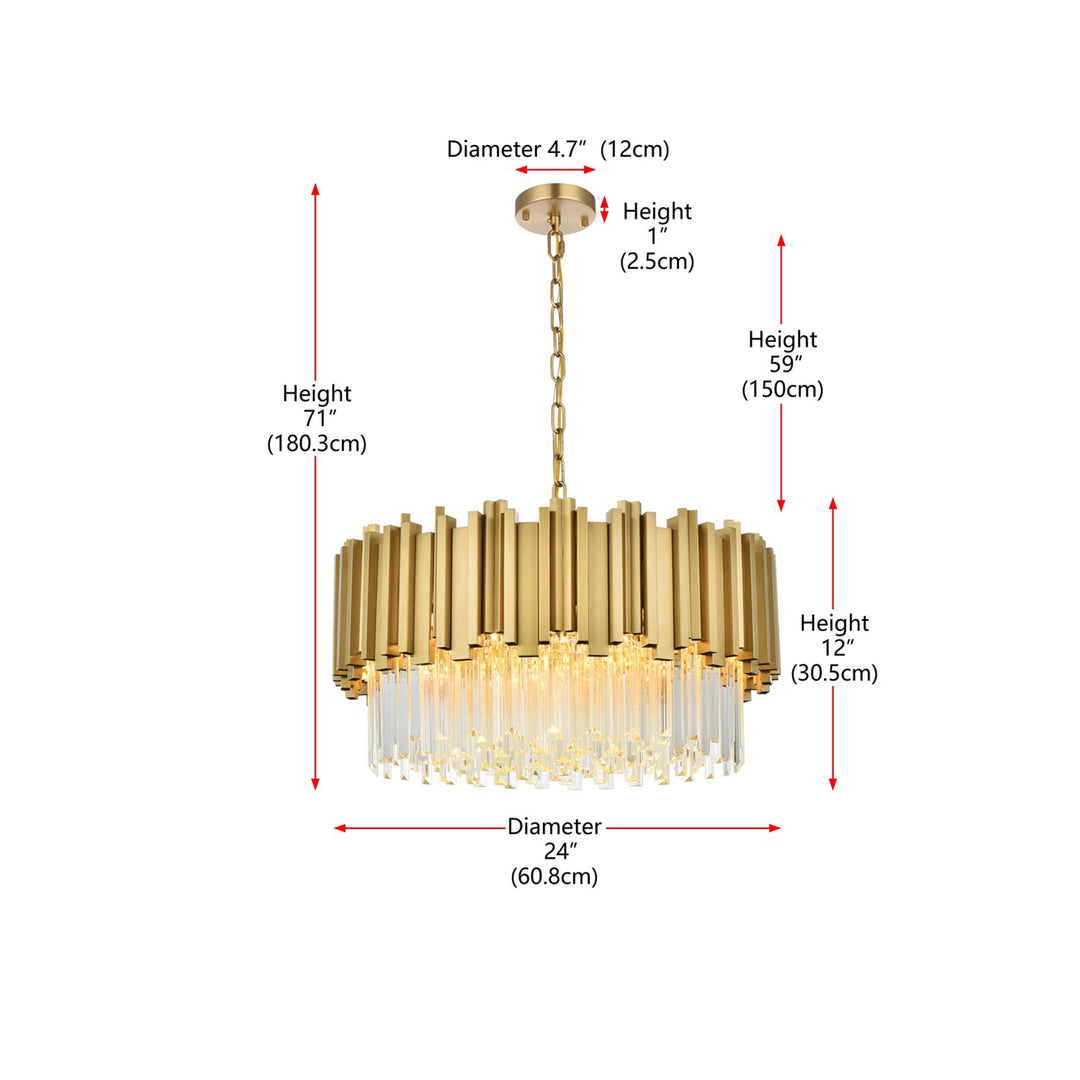 24 Inch Chandelier In Satin Gold - View 5 - Joshua Marshal