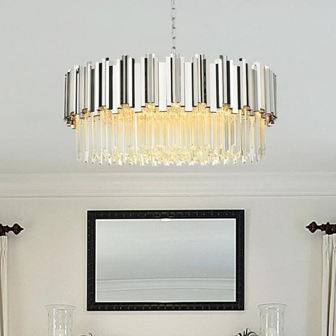 32 Inch Chandelier In Chrome Chrome And Clear Finish - LIGHTING by Joshua Marshal
