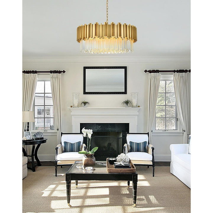 32 Inch Chandelier In Satin Gold - View 2 - Joshua Marshal