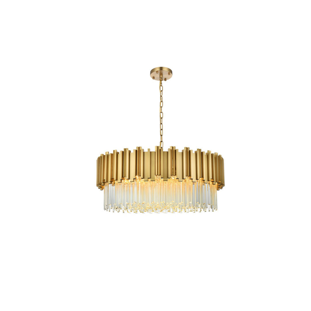 32 Inch Chandelier In Satin Gold - View 3 - Joshua Marshal