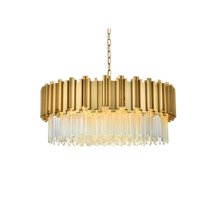 32 Inch Chandelier In Satin Gold - View 4 - Joshua Marshal