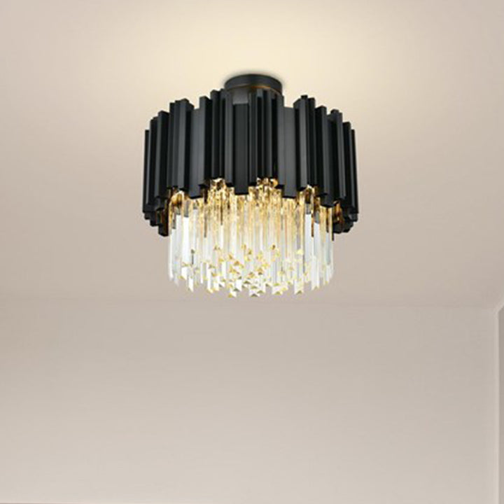 16 Inch Flush Mount In Black Black And Clear Finish - LIGHTING by Joshua Marshal