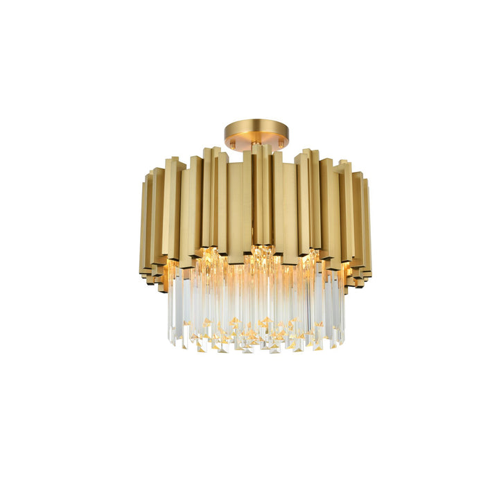 16 Inch Flush Mount In Satin Gold - View 3 - Joshua Marshal