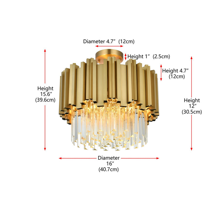 16 Inch Flush Mount In Satin Gold - View 4 - Joshua Marshal