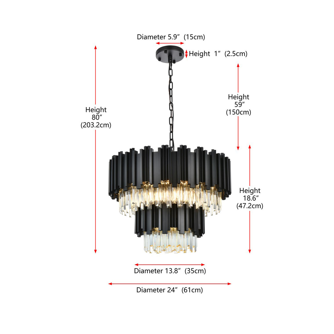24 Inch Chandelier In Black - View 6 - Joshua Marshal