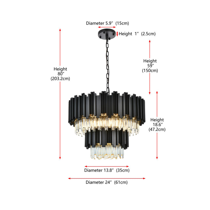 24 Inch Chandelier In Black - View 6 - Joshua Marshal