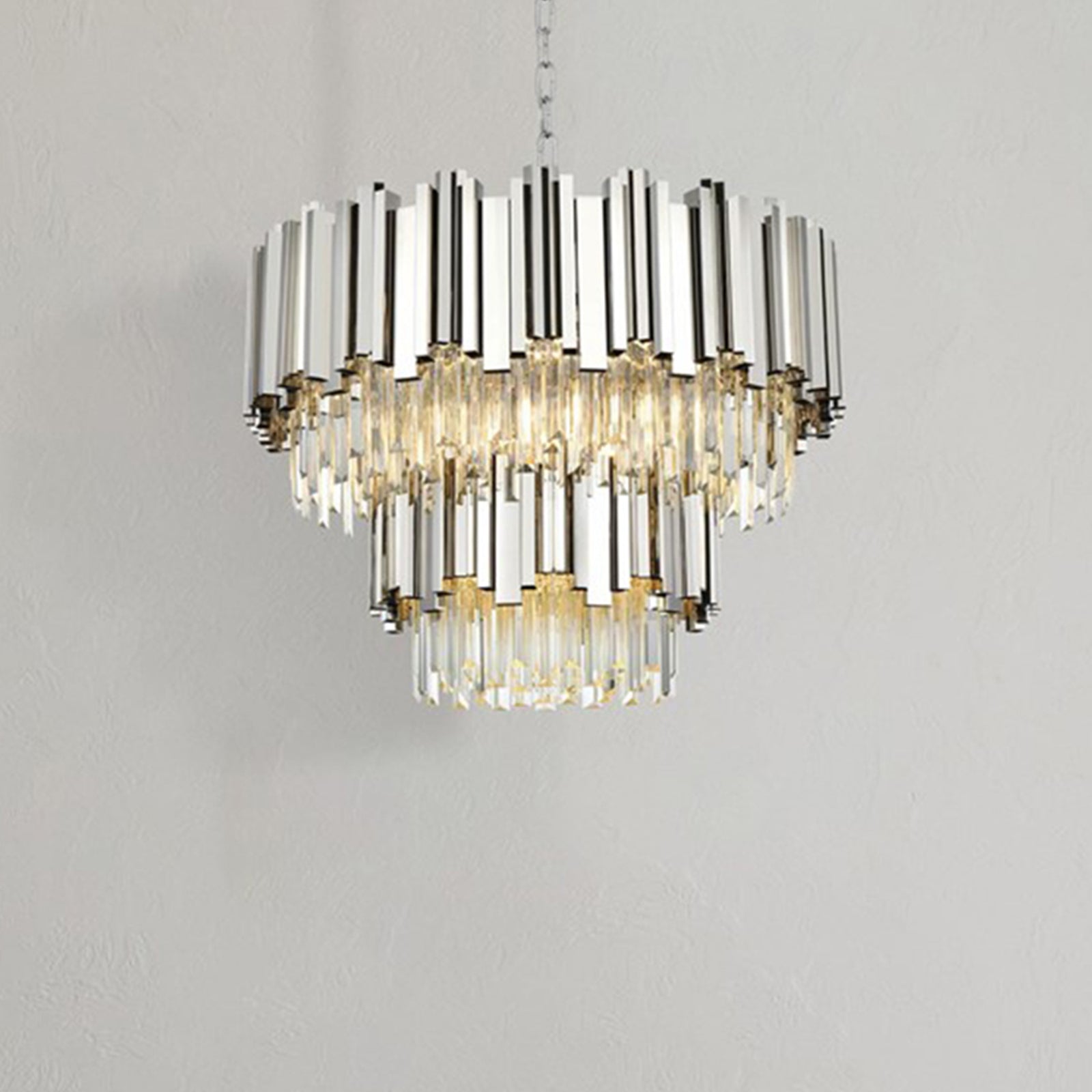 24 Inch Chandelier In Chrome Chrome And Clear Finish - LIGHTING by Joshua Marshal