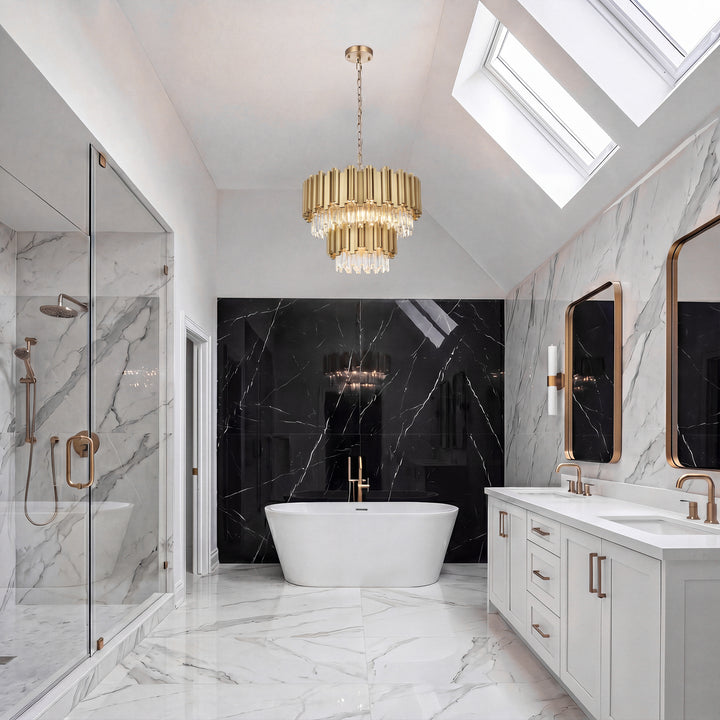 24 Inch Chandelier In Satin Gold - View 2 - Joshua Marshal
