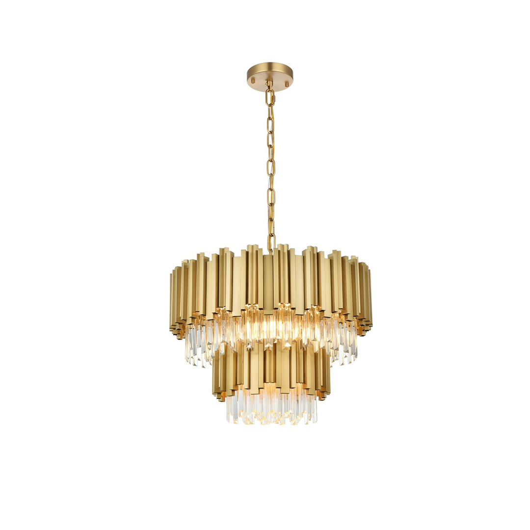 24 Inch Chandelier In Satin Gold - View 3 - Joshua Marshal