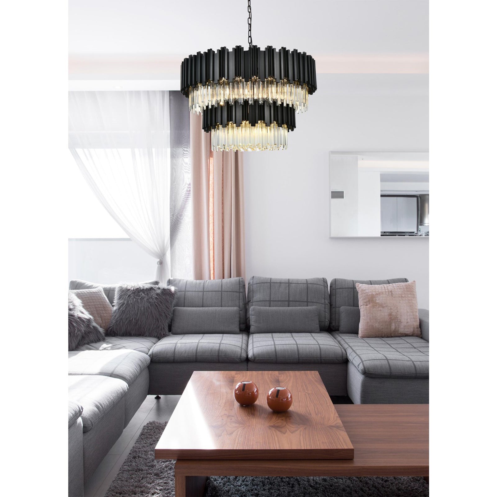 32 Inch Chandelier In Black - View 2 - Joshua Marshal