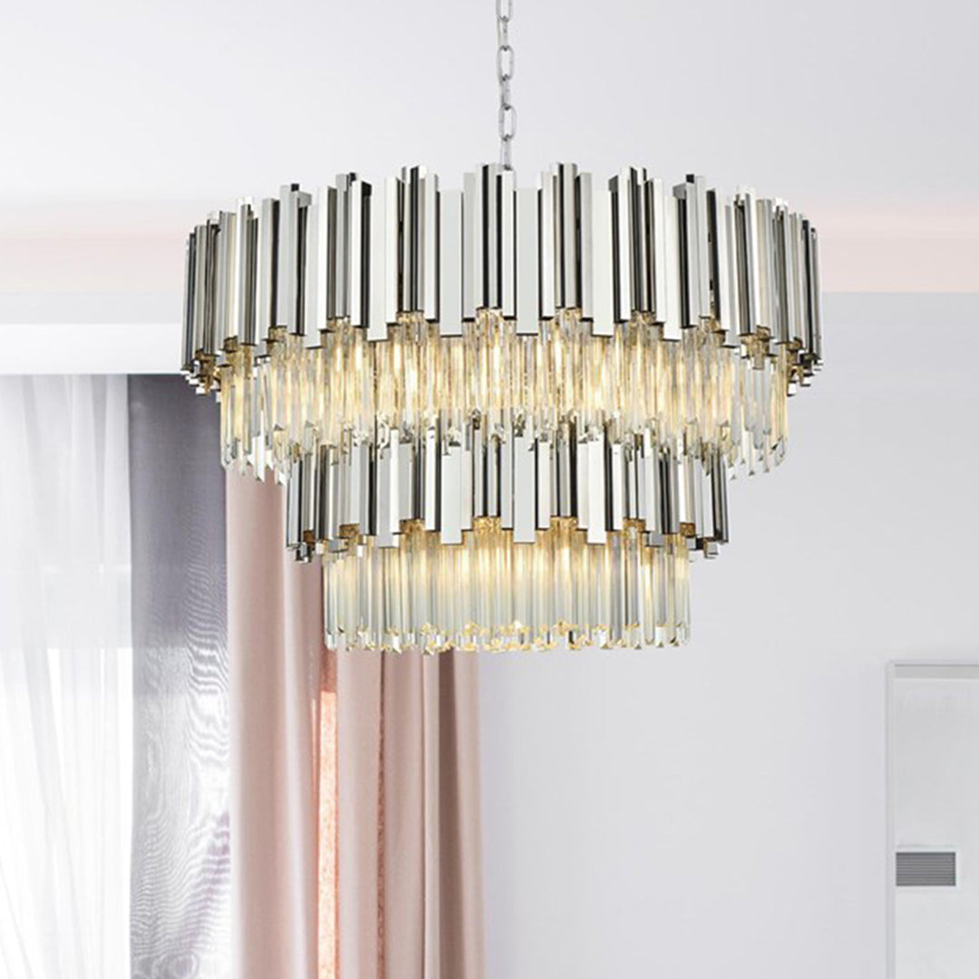 32 Inch Chandelier In Chrome Chrome And Clear Finish - LIGHTING by Joshua Marshal