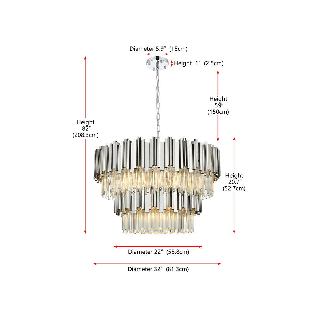32 Inch Chandelier In Chrome - View 4 - Joshua Marshal