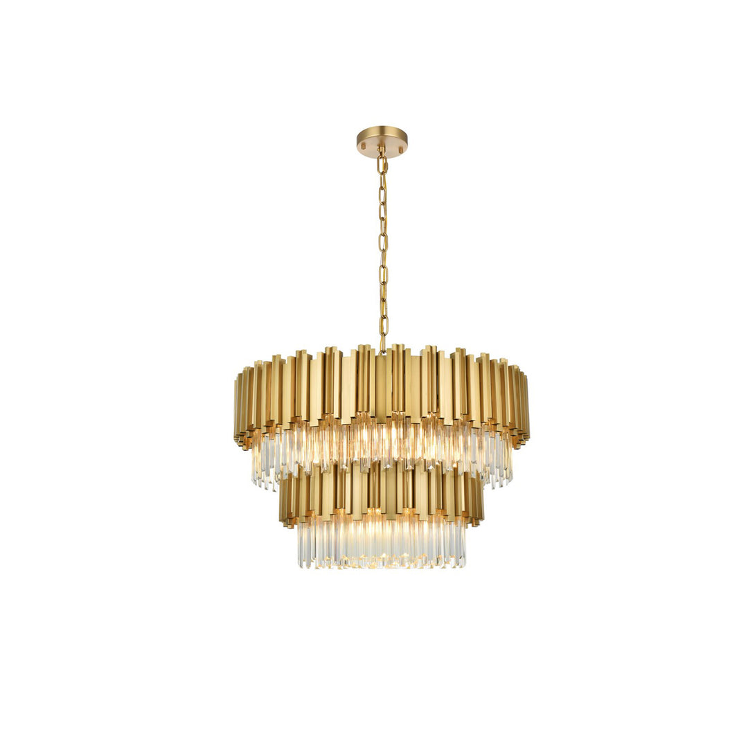 32 Inch Chandelier In Satin Gold - View 3 - Joshua Marshal