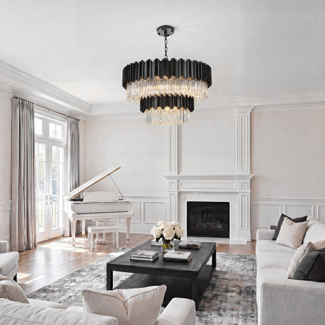 40 Inch Chandelier In Black - View 2 - Joshua Marshal