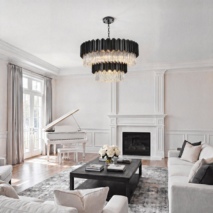 40 Inch Chandelier In Black - View 2 - Joshua Marshal