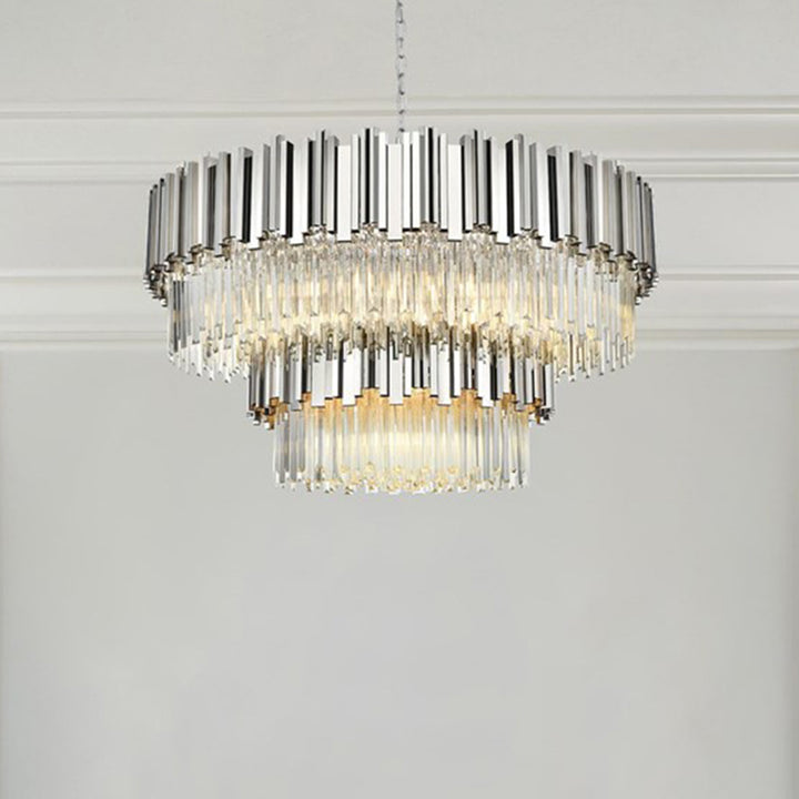 40 Inch Chandelier In Chrome Chrome And Clear Finish - LIGHTING by Joshua Marshal