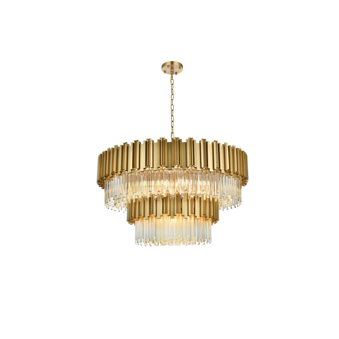 40 Inch Chandelier In Satin Gold - View 3 - Joshua Marshal