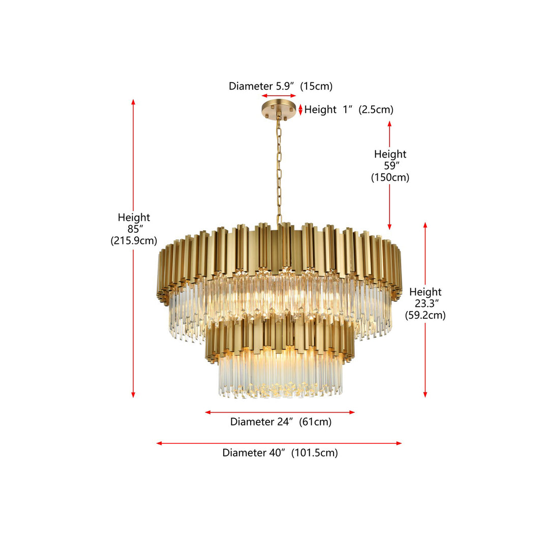 40 Inch Chandelier In Satin Gold - View 5 - Joshua Marshal