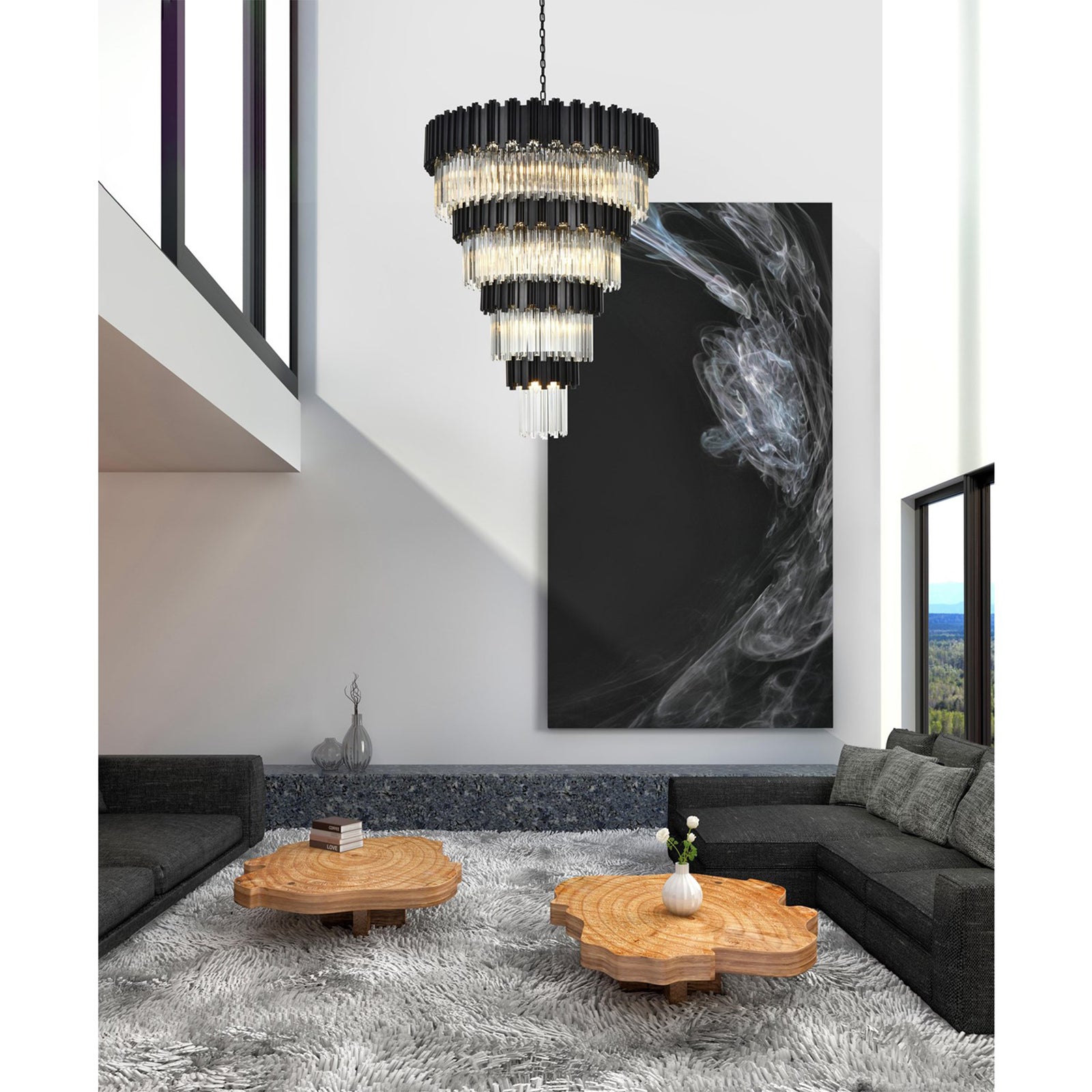 40 Inch Chandelier In Black - View 2 - Joshua Marshal