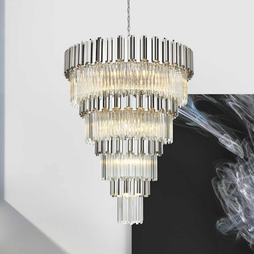 40 Inch Chandelier In Chrome Chrome And Clear Finish - LIGHTING by Joshua Marshal