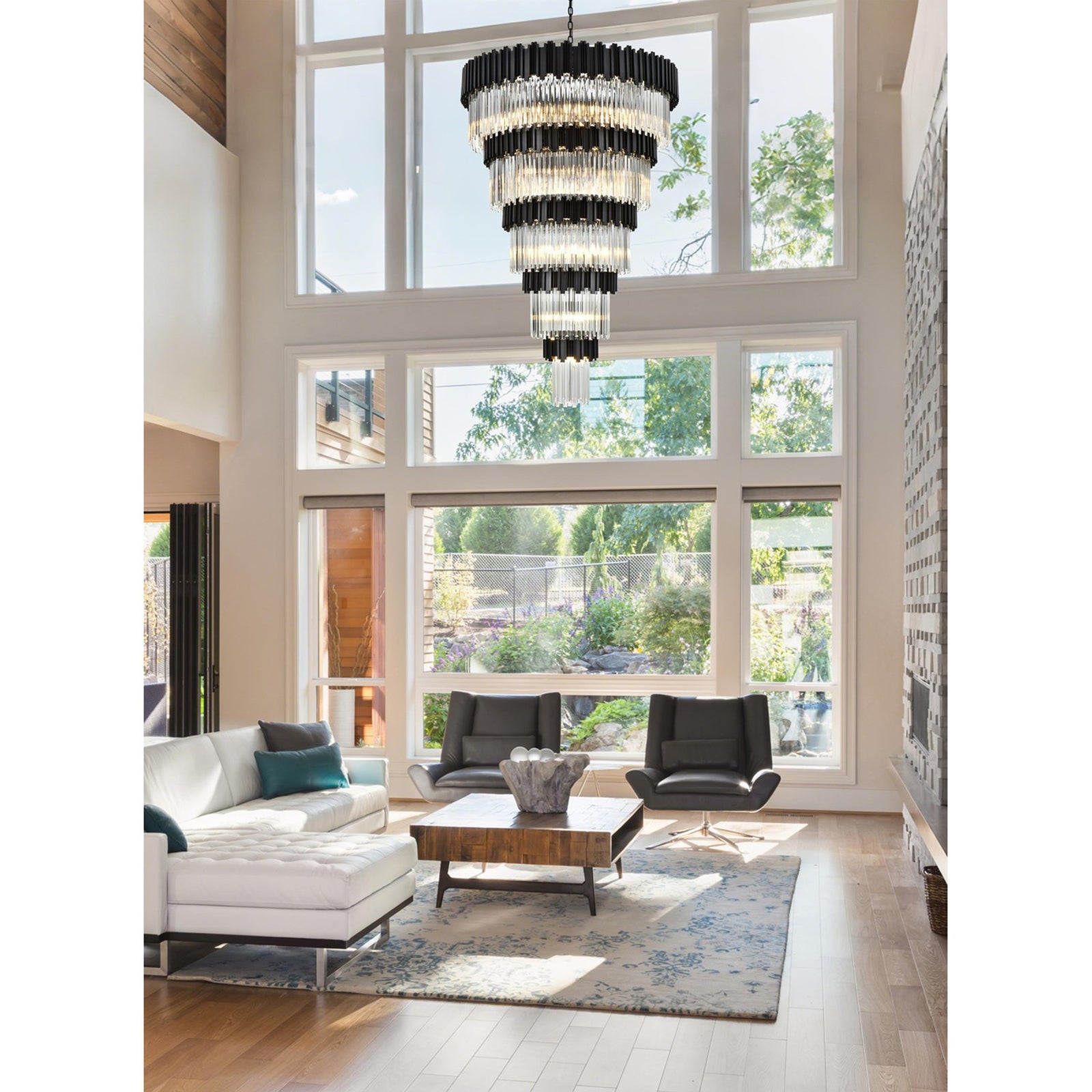 48 Inch Chandelier In Black - View 2 - Joshua Marshal