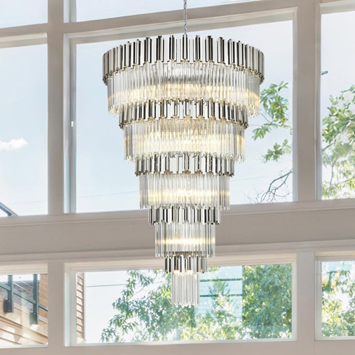 48 Inch Chandelier In Chrome Chrome And Clear Finish - LIGHTING by Joshua Marshal