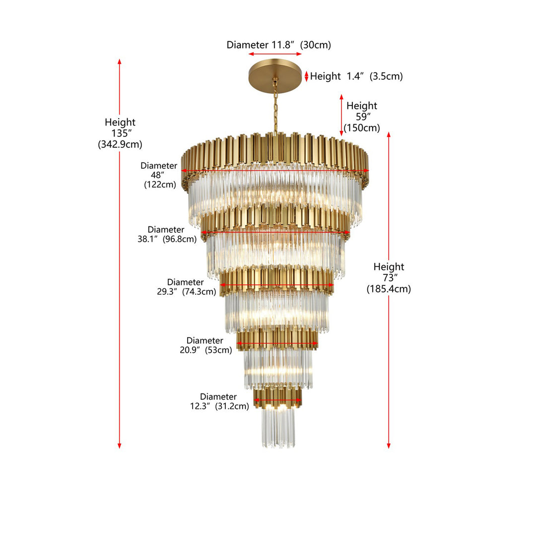 48 Inch Chandelier In Satin Gold - View 4 - Joshua Marshal