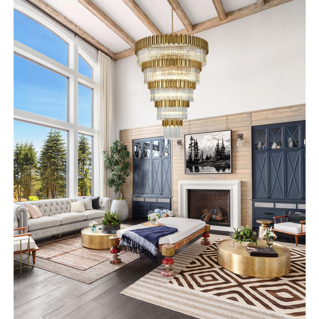 59 Inch Chandelier In Satin Gold - View 2 - Joshua Marshal